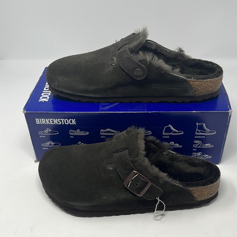 Birkenstock Boston Shearling Clog Mocca Suede Leather Size 9 or 9.5 Regular - Picture 2 of 7